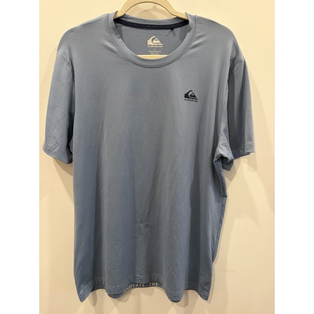 Quiksilver Men's Blue Regular Fit Crew Neck Stretch Logo T-Shirt Size L